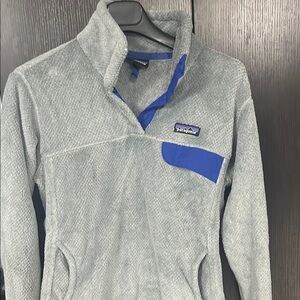 Patagonia Gray Fleece with Blue Trim